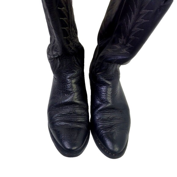 Vintage Dan Post Boots Mens Sz 8.5D  Black Leather Western Cowboy Work #507159 - Picture 10 of 14